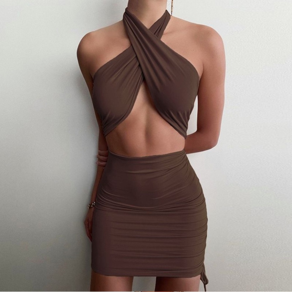 Halter Brown Dress NWOT